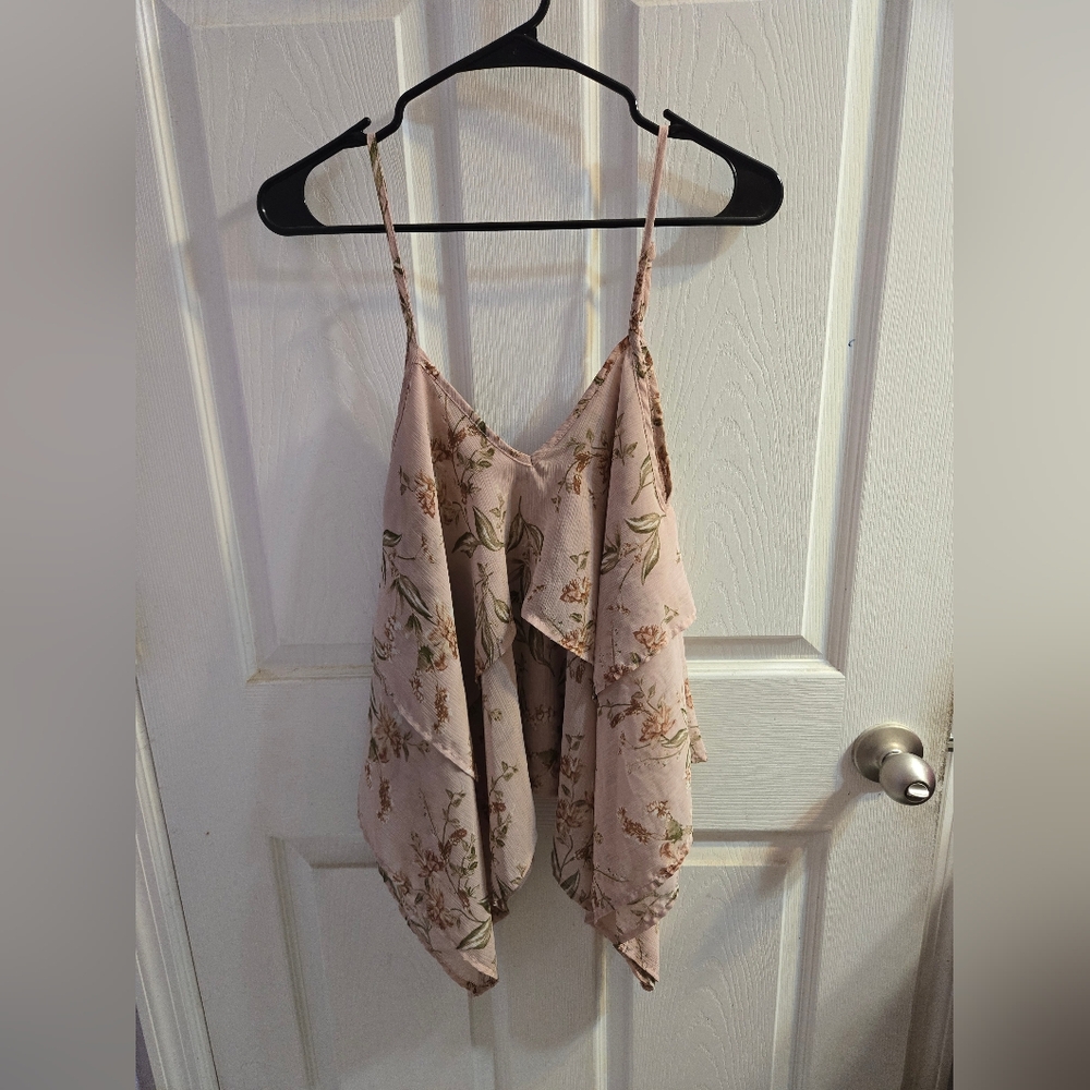 Charlotte russe pink flower hippie tunic tank top size Medium